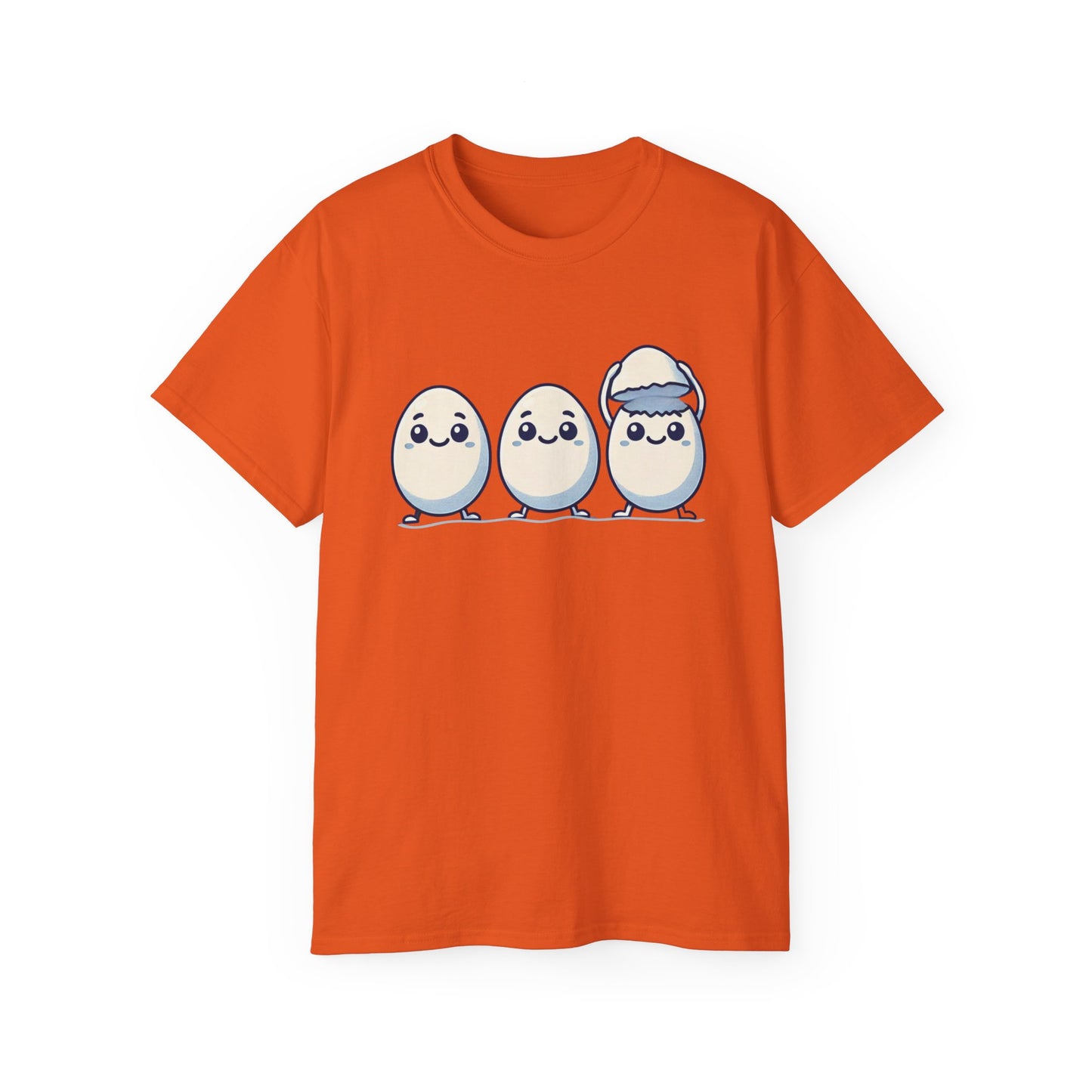 Cute Kawaii Egg Trio Graphic Tee — Adorable Chick Hatching T-Shirt