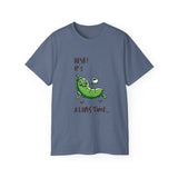 Pea Relaxing Tee — "Heya! It's A Long Time..." Funny Vegetable Graphic Shirt