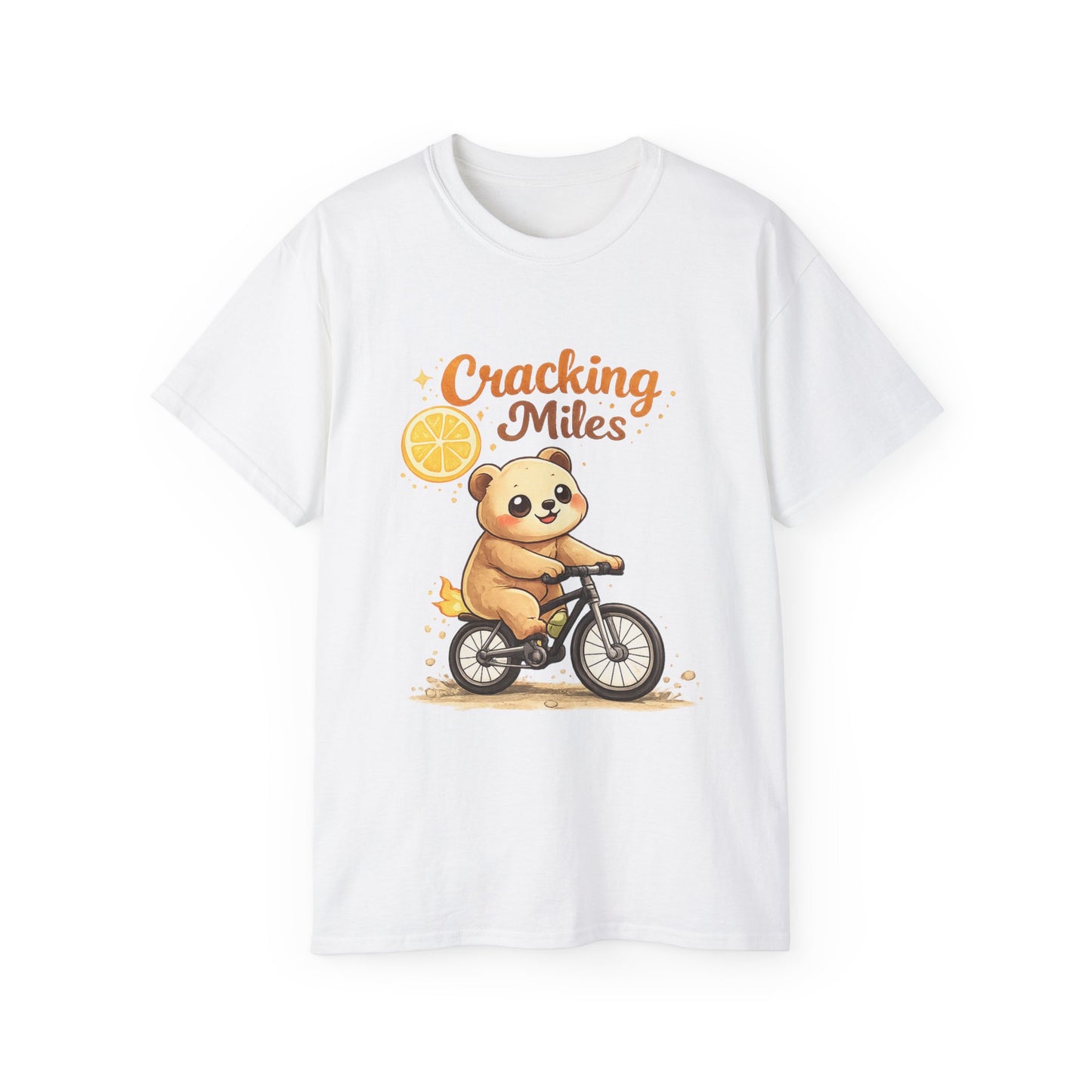 Cracking Miles Cute Bear on Bicycle T‑Shirt