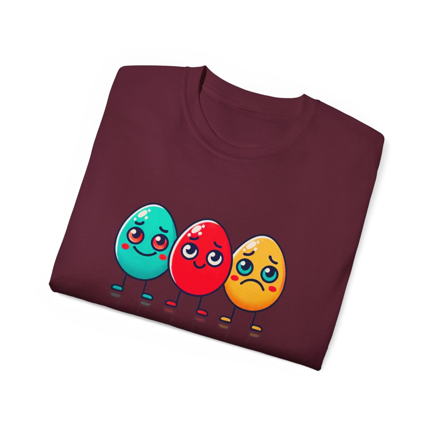 Cute Easter Egg Trio T‑Shirt — Colorful Cartoon Eggs Graphic Tee