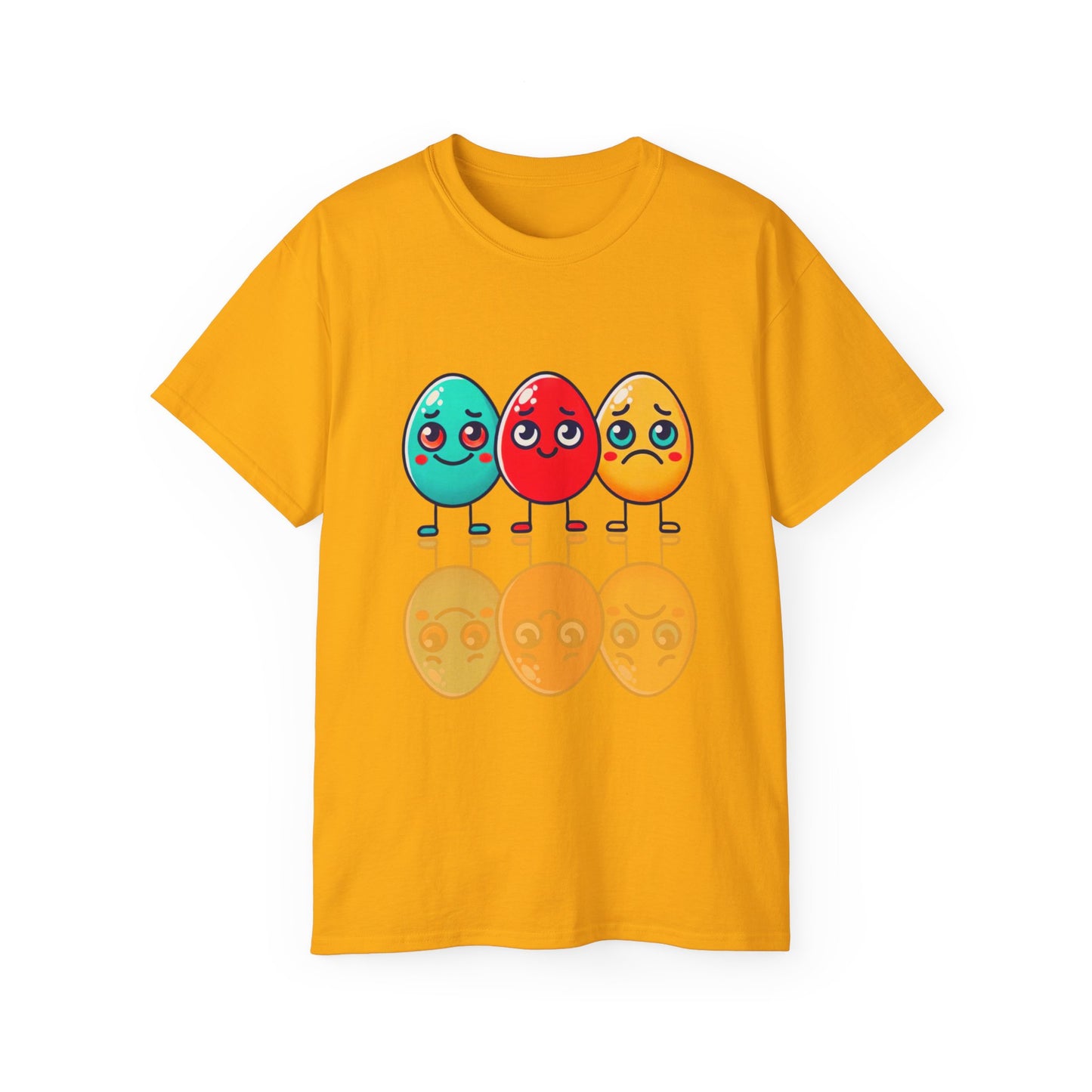 Cute Easter Egg Trio T‑Shirt — Colorful Cartoon Eggs Graphic Tee