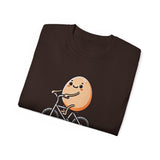 Cute Egg on Bike T-Shirt — “Eggs-tra Ordinary” Funny Cycling Tee