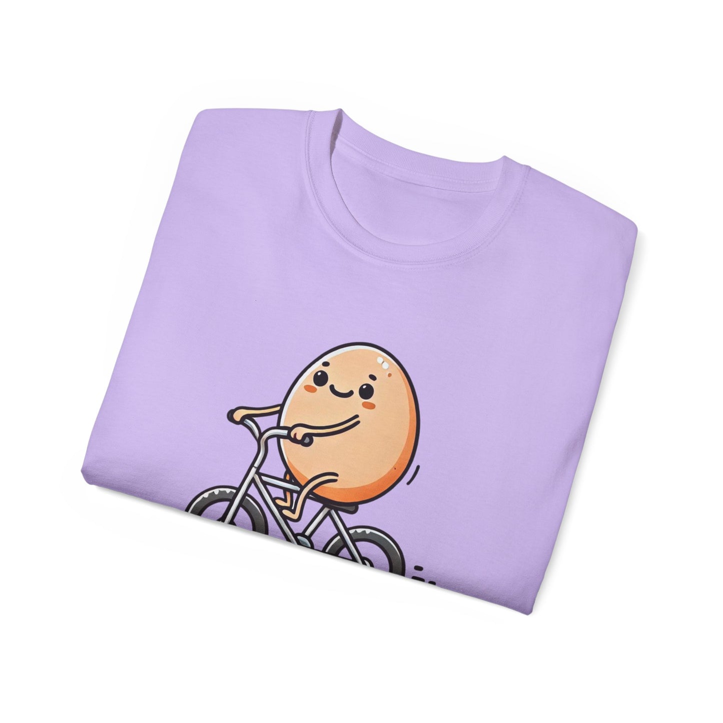Cute Egg on Bike T-Shirt — “Eggs-tra Ordinary” Funny Cycling Tee