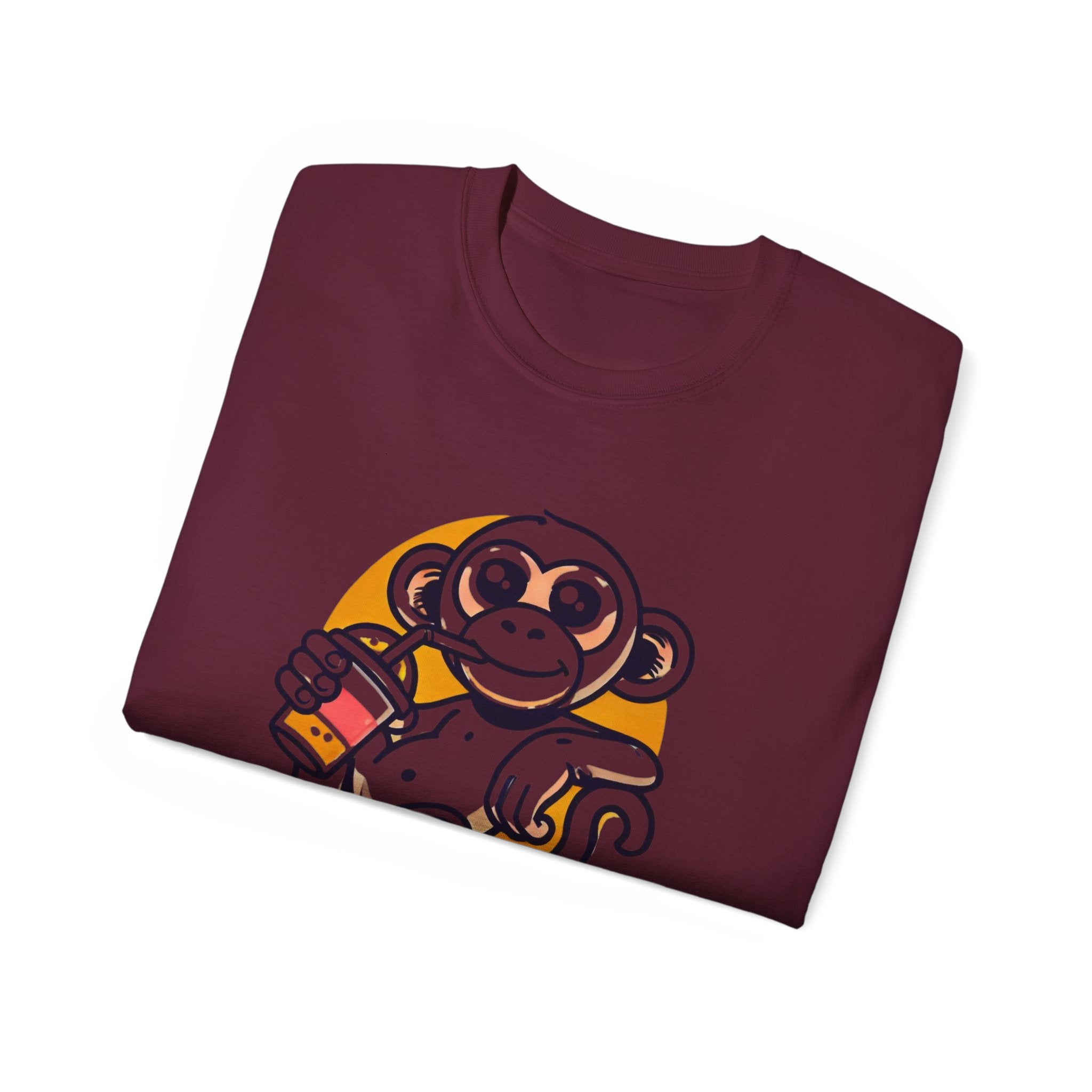 Life Is Good Monkey T‑Shirt — Cute Cartoon Monkey Drinking Juice Tee
