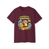 Powered by Bananas Tee — Cute Surfing Monkey & Teddy Graphic Shirt