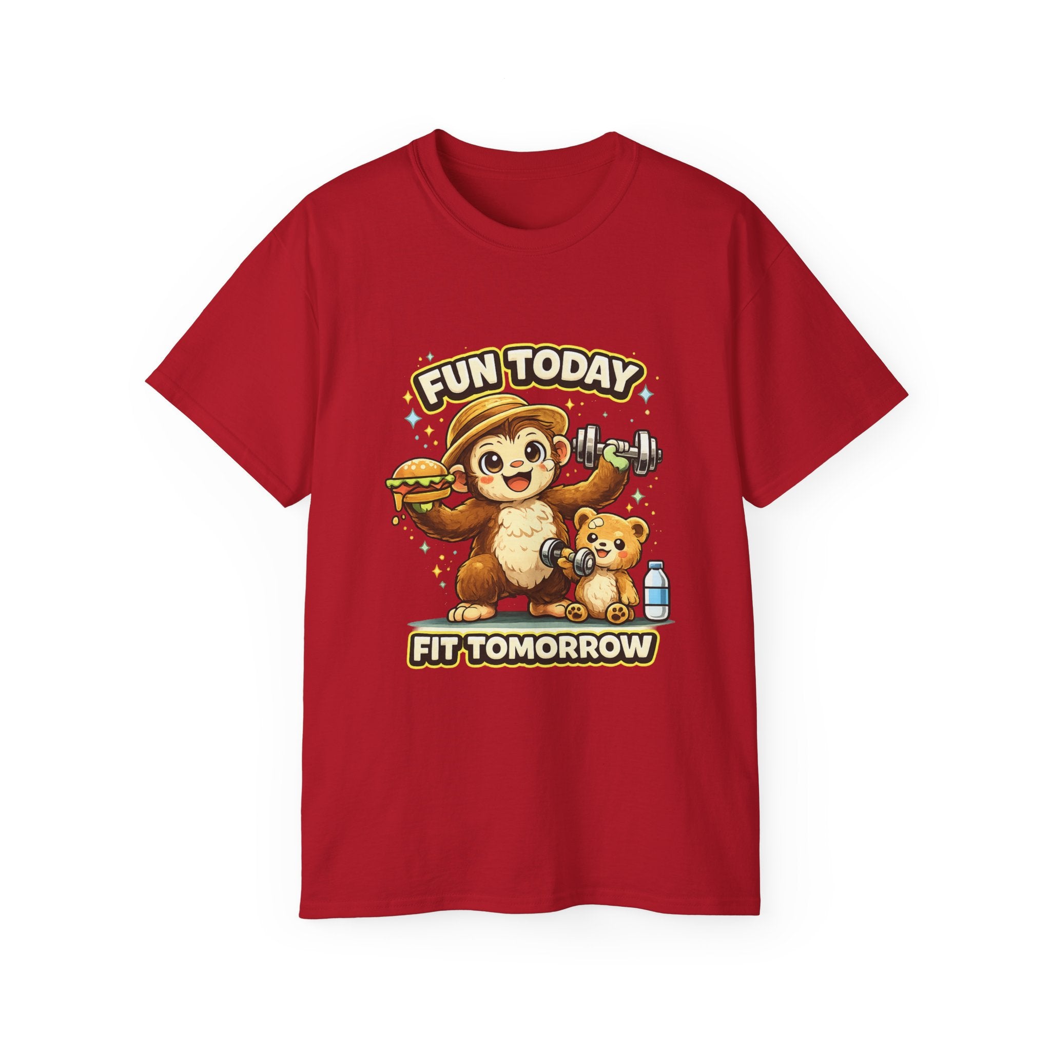 T-Shirt — “Fun Today, Fit Tomorrow” Sloth Workout Graphic Tee