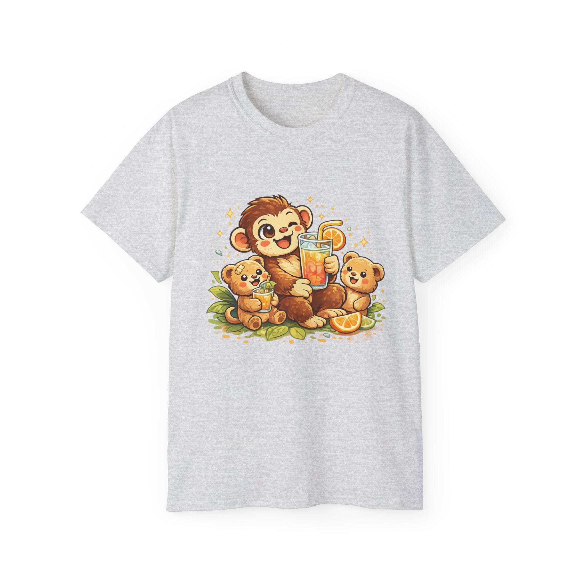 Cute Monkey Family Orange Juice T‑Shirt — Playful Tropical Kids Tee