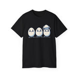 Cute Kawaii Egg Trio Graphic Tee — Adorable Chick Hatching T-Shirt