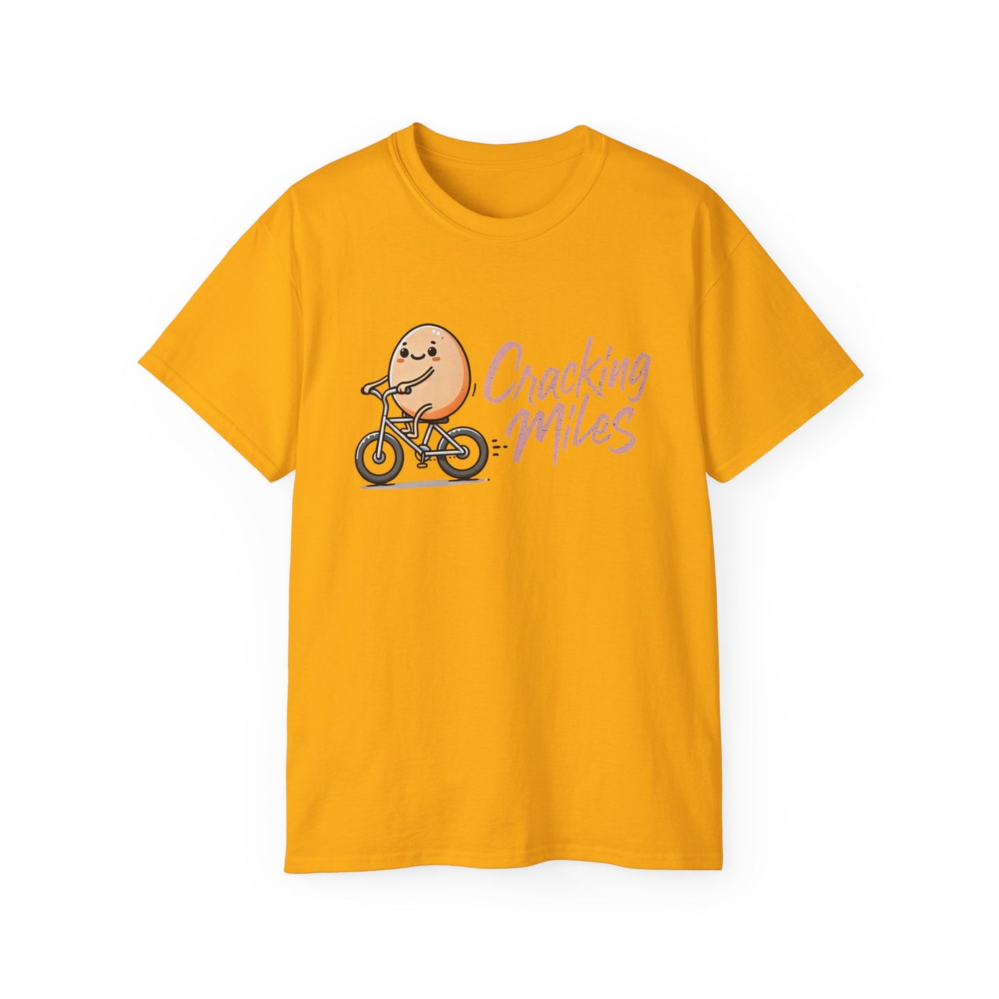 Cracking Miles Cycling T‑Shirt — Cute Egg Biker Tee