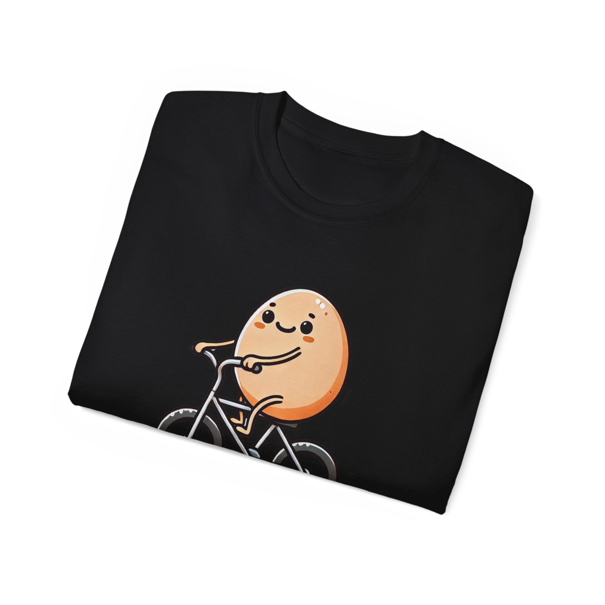 Cute Egg on Bike T-Shirt — “Eggs-tra Ordinary” Funny Cycling Tee