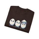 Cute Kawaii Egg Trio Graphic Tee — Adorable Chick Hatching T-Shirt