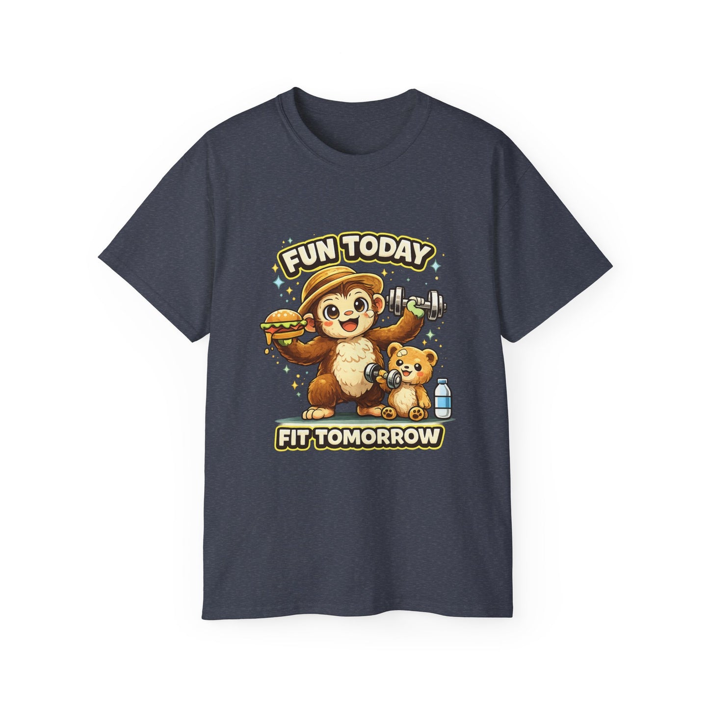 T-Shirt — “Fun Today, Fit Tomorrow” Sloth Workout Graphic Tee