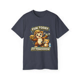 T-Shirt — “Fun Today, Fit Tomorrow” Sloth Workout Graphic Tee