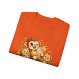 Cute Monkey Family Orange Juice T‑Shirt — Playful Tropical Kids Tee