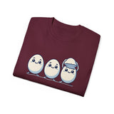 Cute Kawaii Egg Trio Graphic Tee — Adorable Chick Hatching T-Shirt