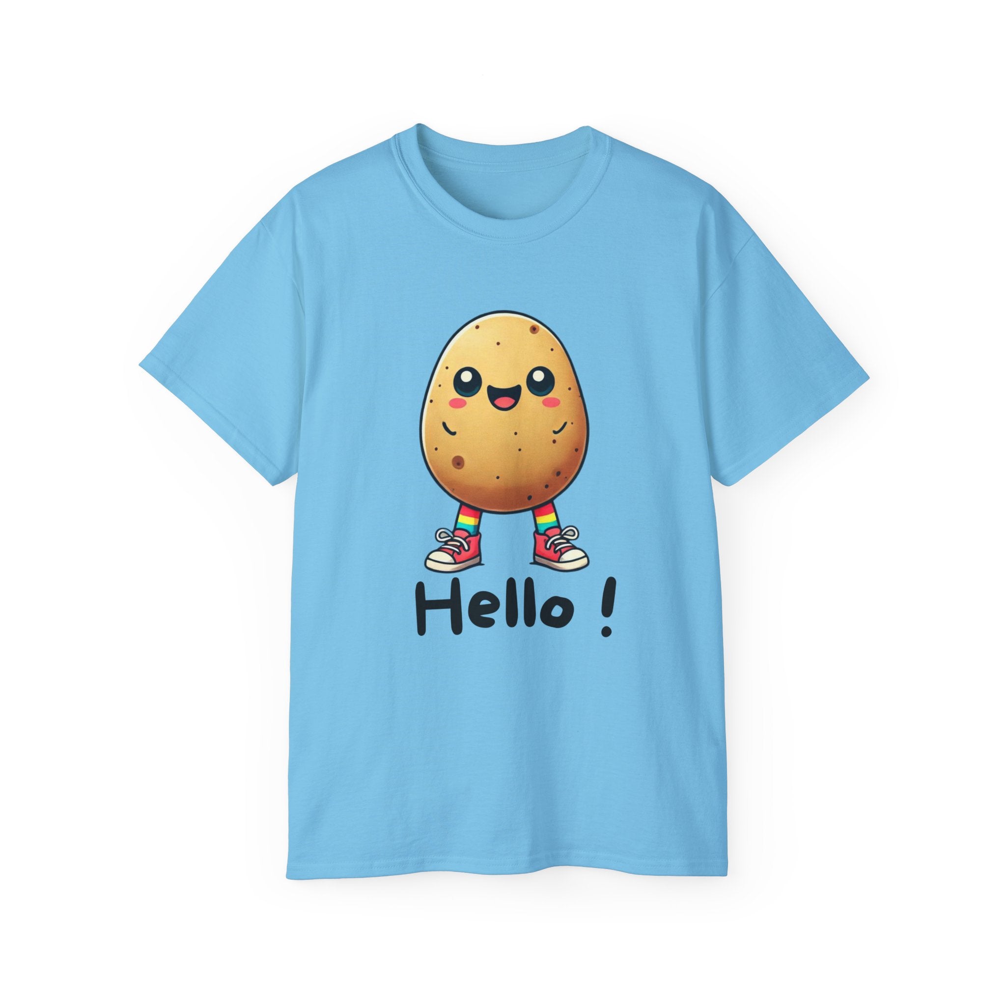 Potato Character T‑Shirt — Cute Kawaii 'Hello!' Tee