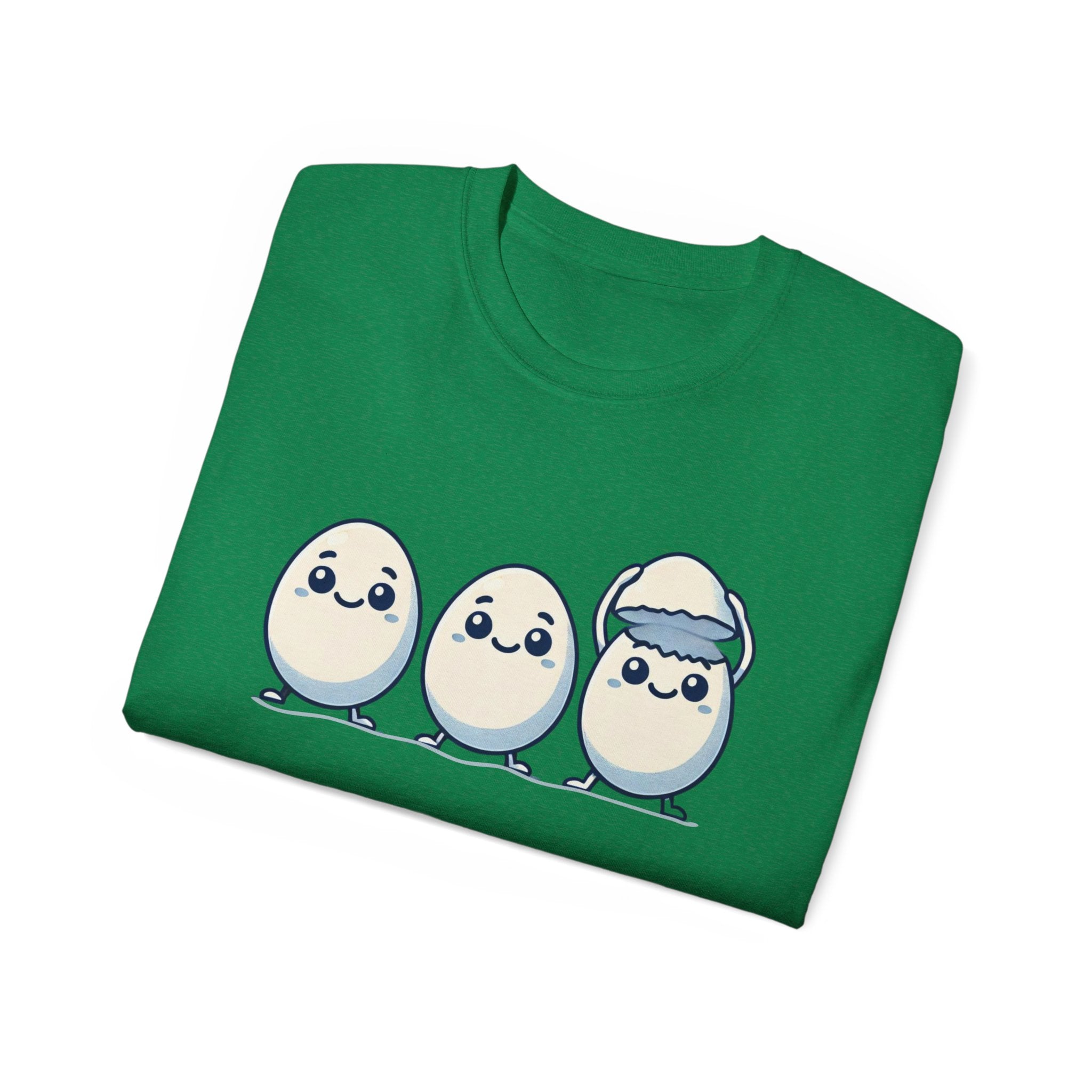 Cute Kawaii Egg Trio Graphic Tee — Adorable Chick Hatching T-Shirt