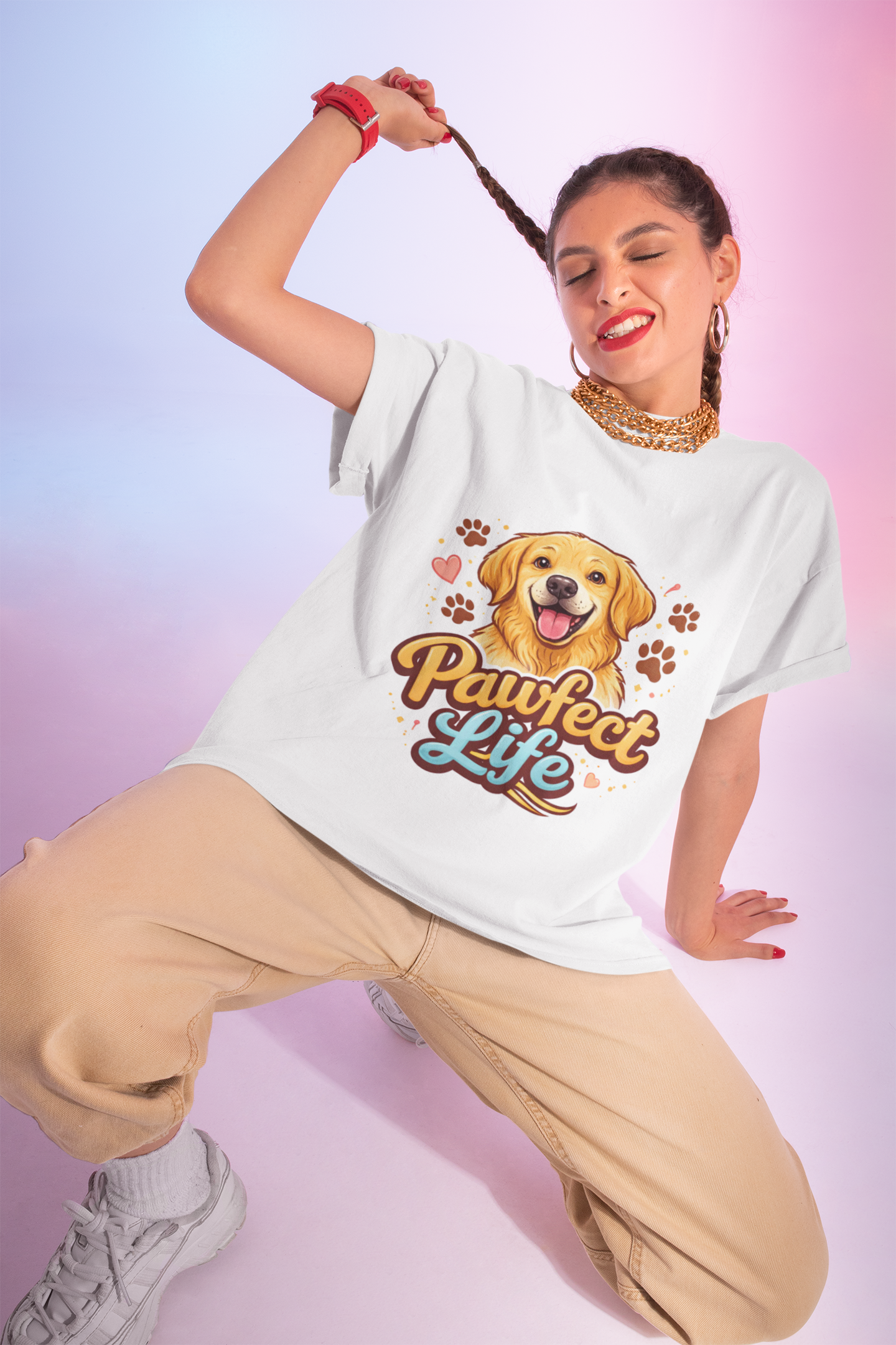 T-Shirt — "Pawfect Life" Golden Retriever Graphic Tee