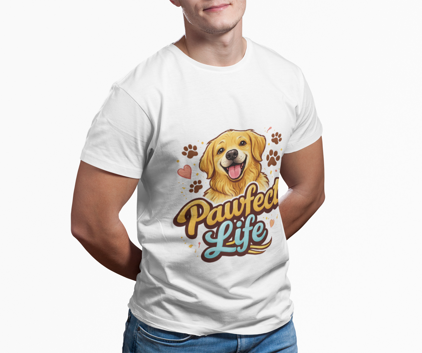 T-Shirt — "Pawfect Life" Golden Retriever Graphic Tee