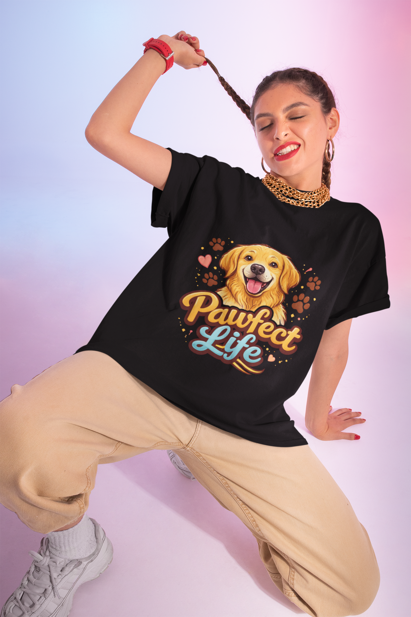 T-Shirt — "Pawfect Life" Golden Retriever Graphic Tee