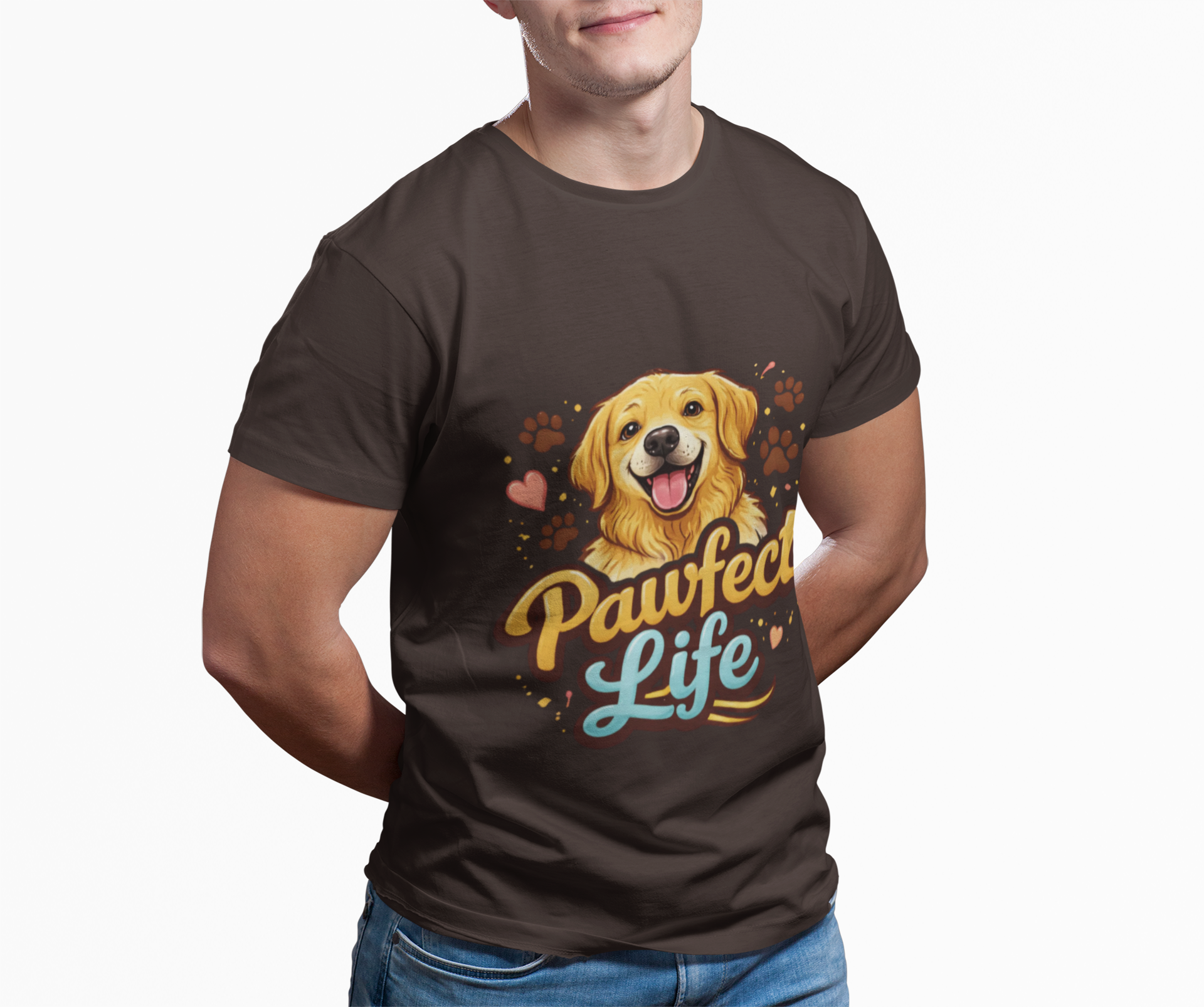 T-Shirt — "Pawfect Life" Golden Retriever Graphic Tee