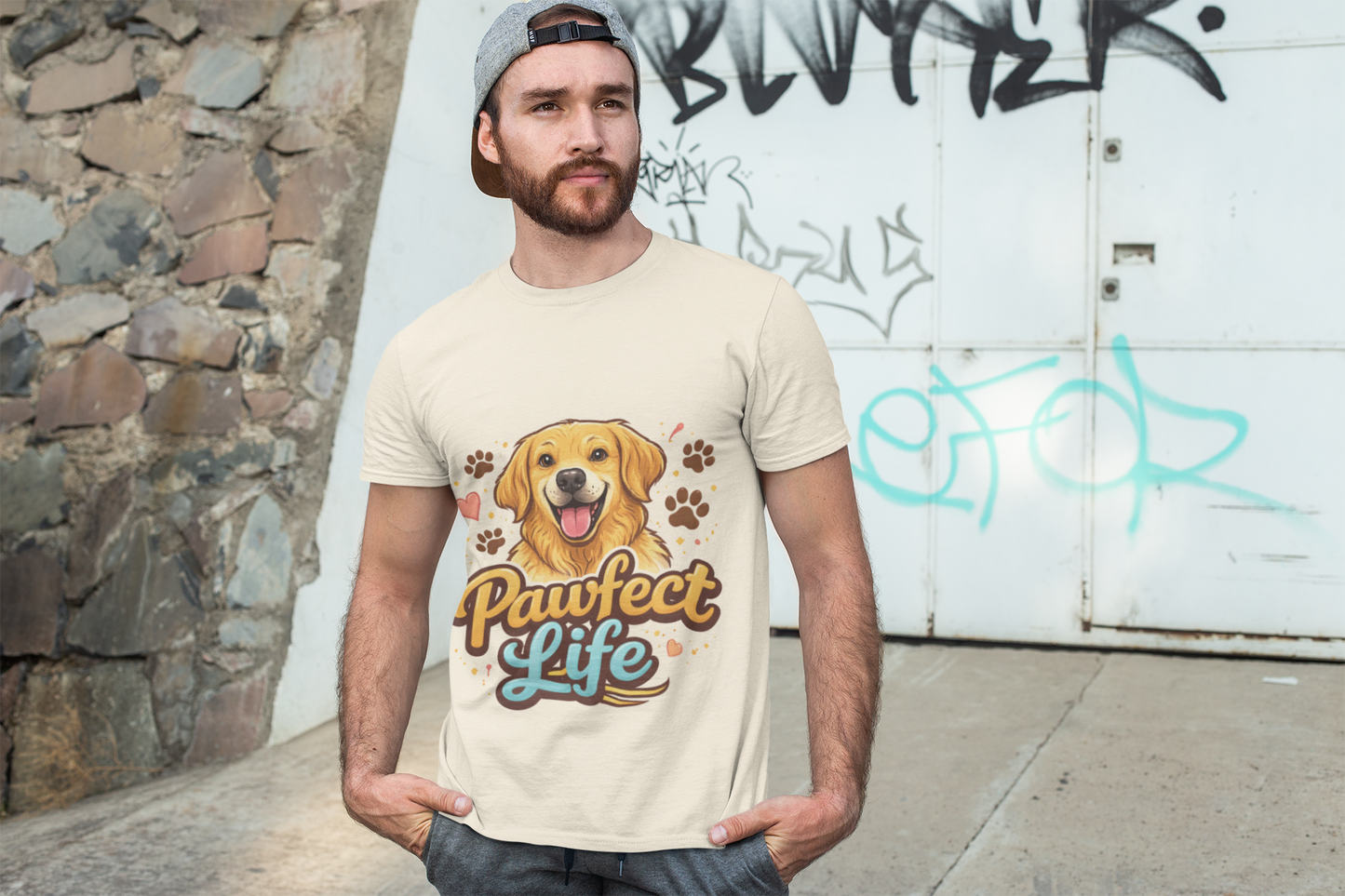 T-Shirt — "Pawfect Life" Golden Retriever Graphic Tee