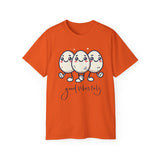 Cute Egg Friends T‑Shirt — "Good Vibes Only" Kawaii Tee