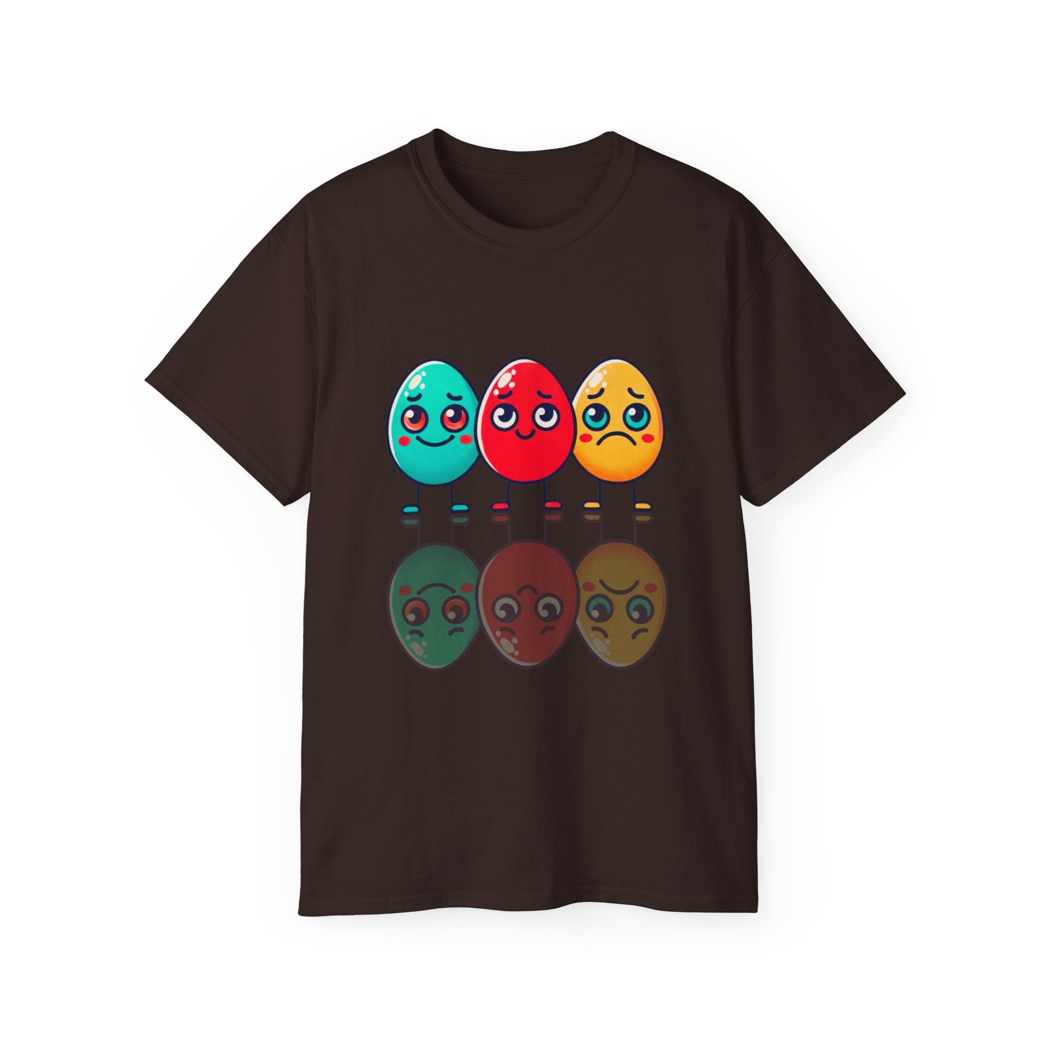Cute Easter Egg Trio T‑Shirt — Colorful Cartoon Eggs Graphic Tee