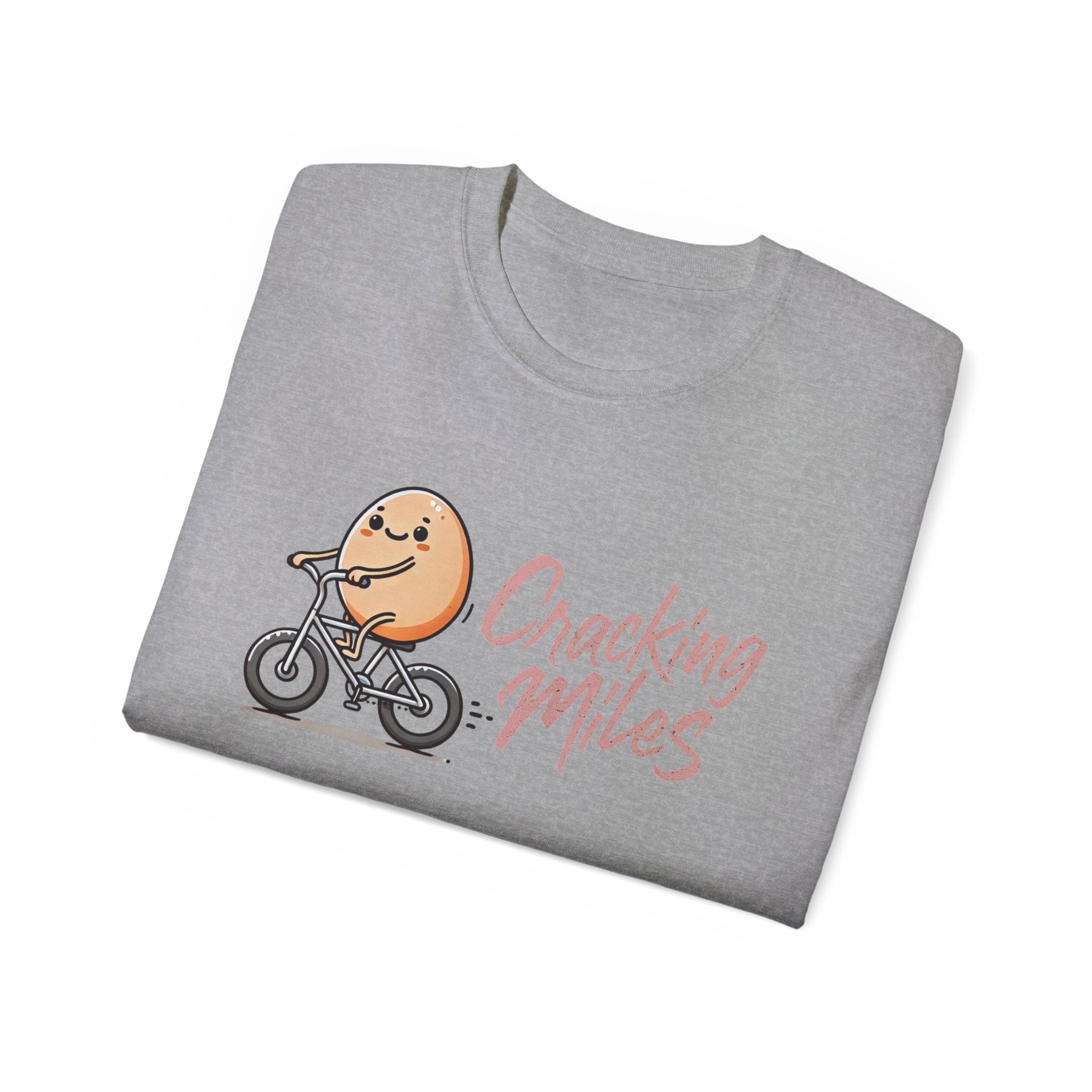 Cracking Miles Cycling T‑Shirt — Cute Egg Biker Tee