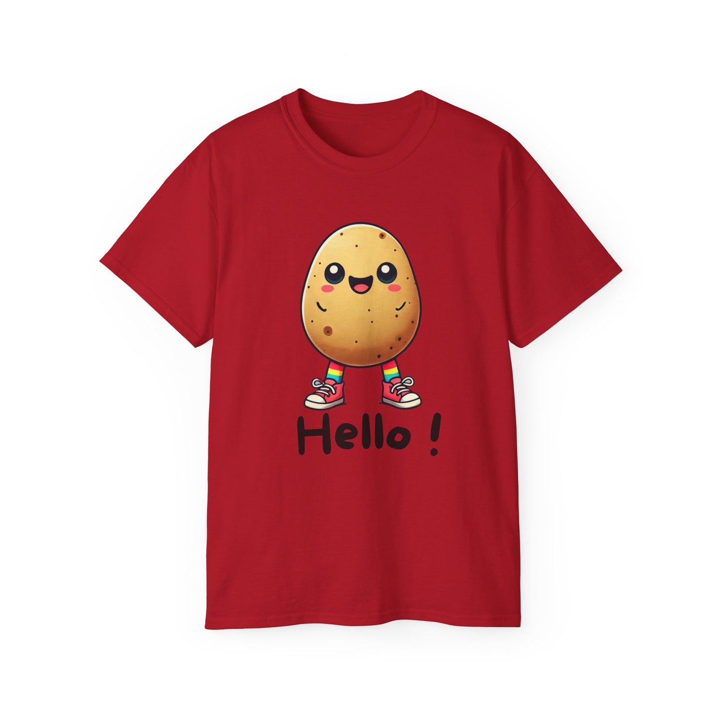 Potato Character T‑Shirt — Cute Kawaii 'Hello!' Tee