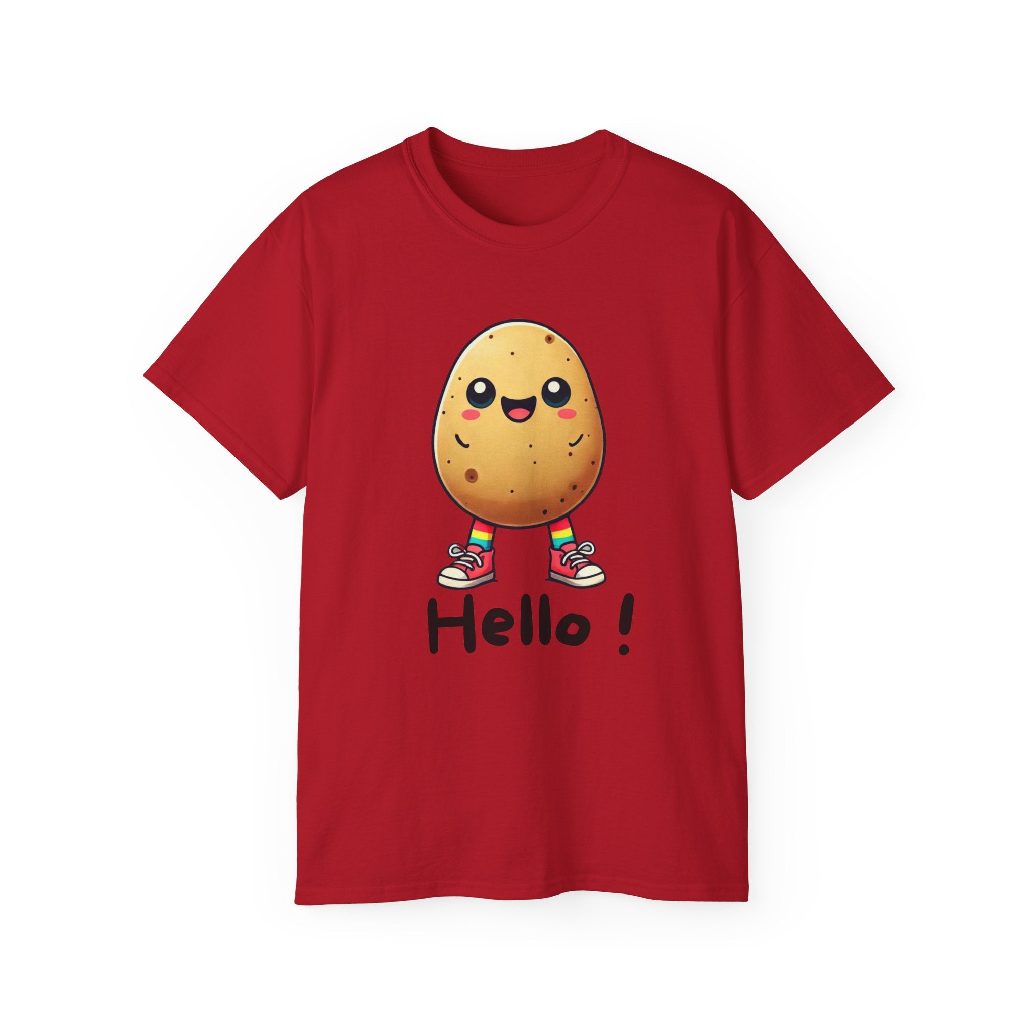Potato Character T‑Shirt — Cute Kawaii 'Hello!' Tee