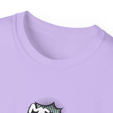 Cute Cat & Mouse Graphic Tee – 'Meow' Cartoon Pet Shirt