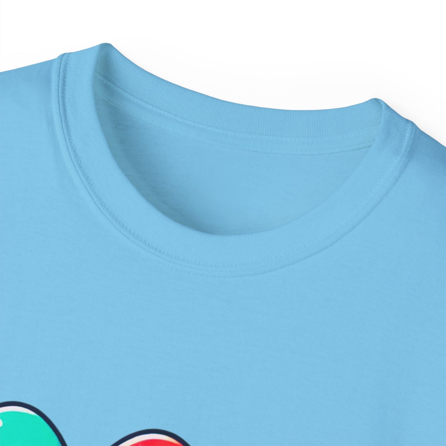 Cute Easter Egg Trio T‑Shirt — Colorful Cartoon Eggs Graphic Tee