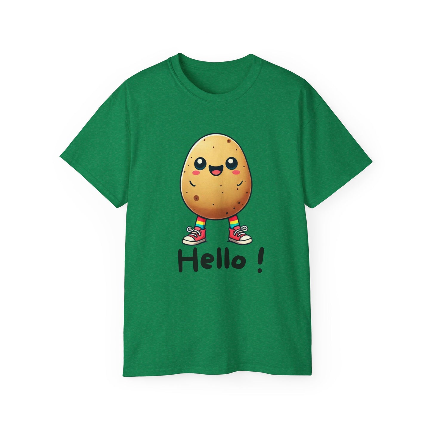 Potato Character T‑Shirt — Cute Kawaii 'Hello!' Tee