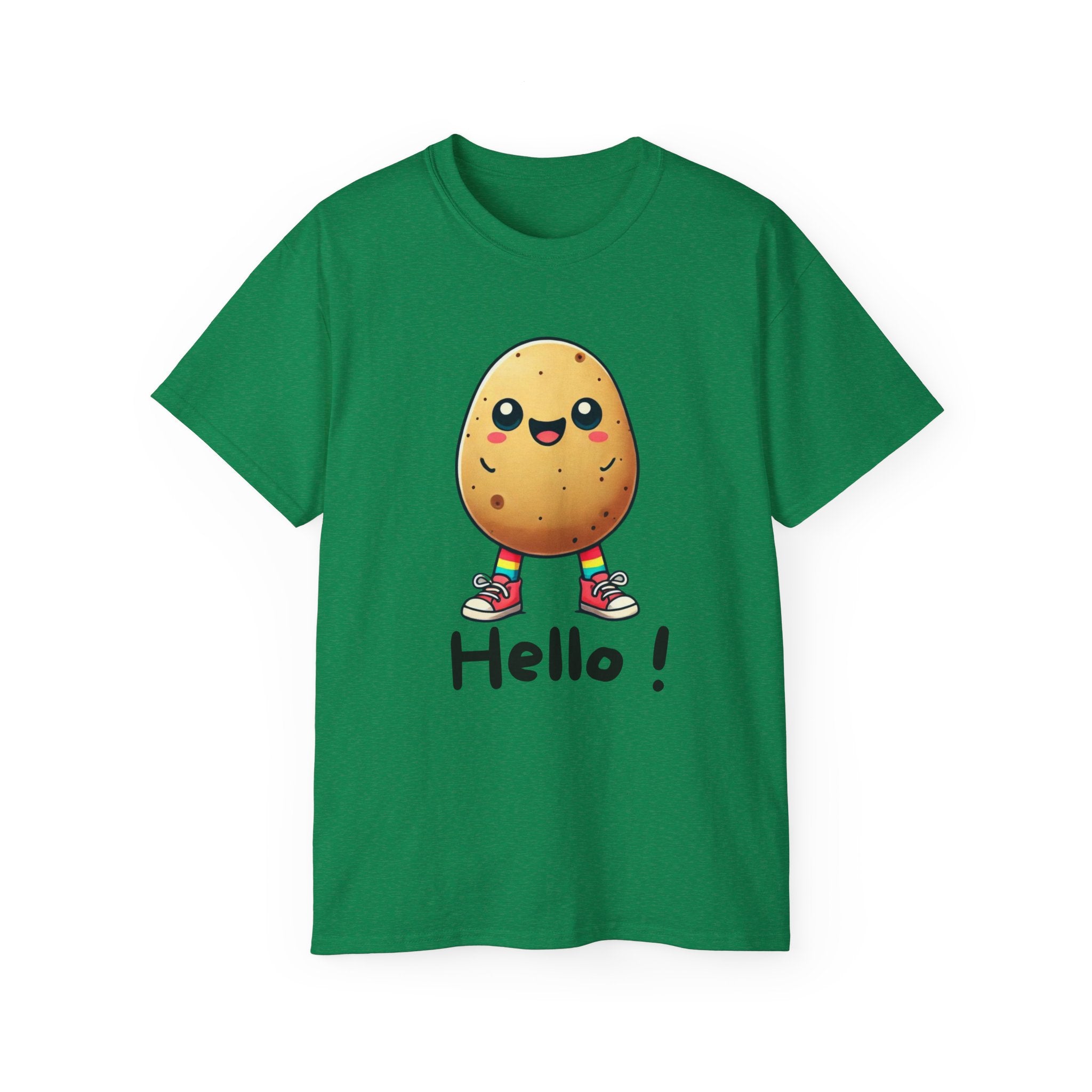 Potato Character T‑Shirt — Cute Kawaii 'Hello!' Tee