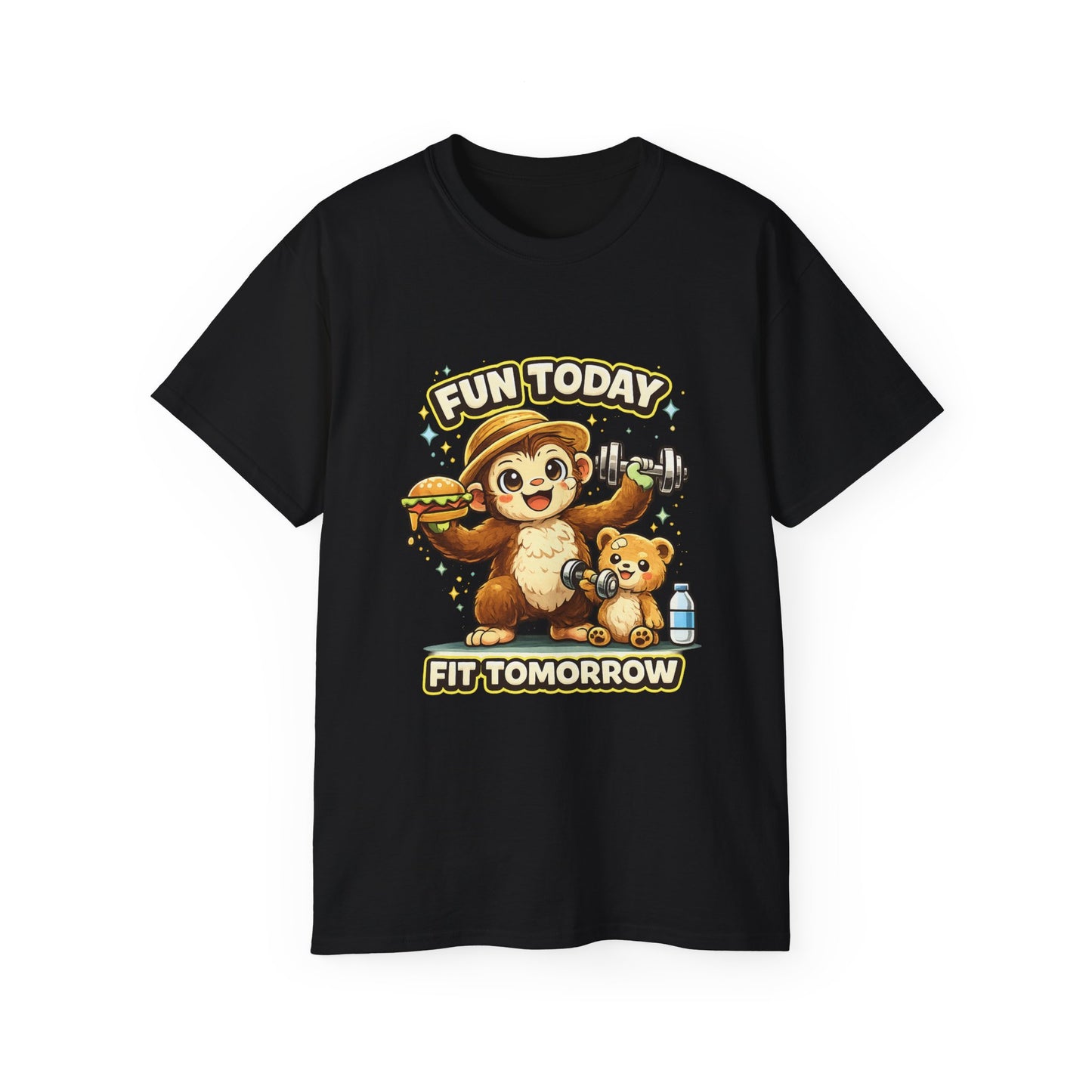 T-Shirt — “Fun Today, Fit Tomorrow” Sloth Workout Graphic Tee