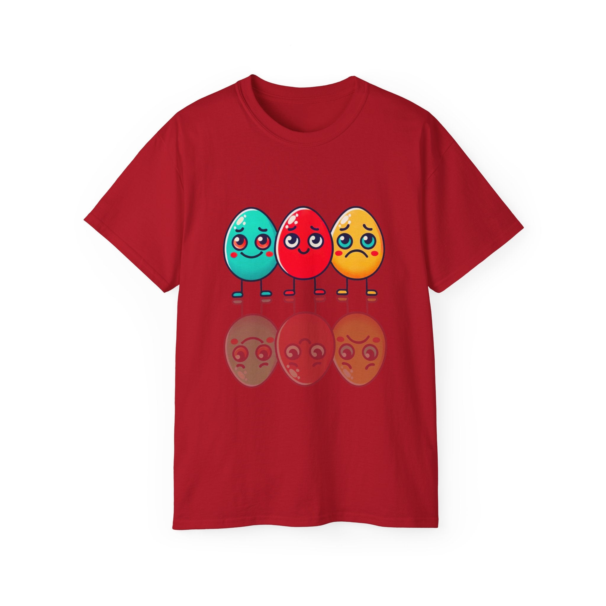 Cute Easter Egg Trio T‑Shirt — Colorful Cartoon Eggs Graphic Tee