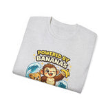 Powered by Bananas Tee — Cute Surfing Monkey & Teddy Graphic Shirt