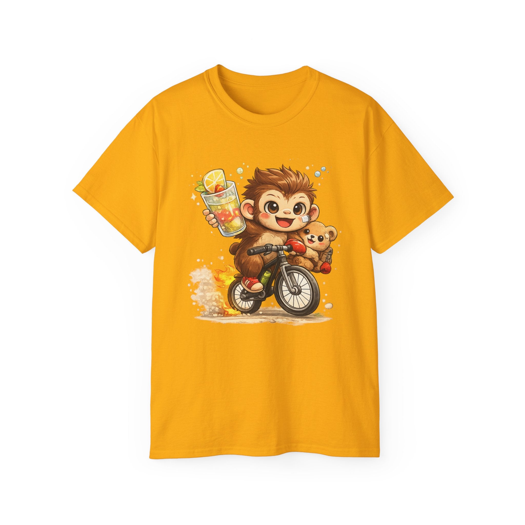 Cute Hedgehog Riding Bike T‑Shirt — Adorable Cartoon Animal Tee (With Teddy)