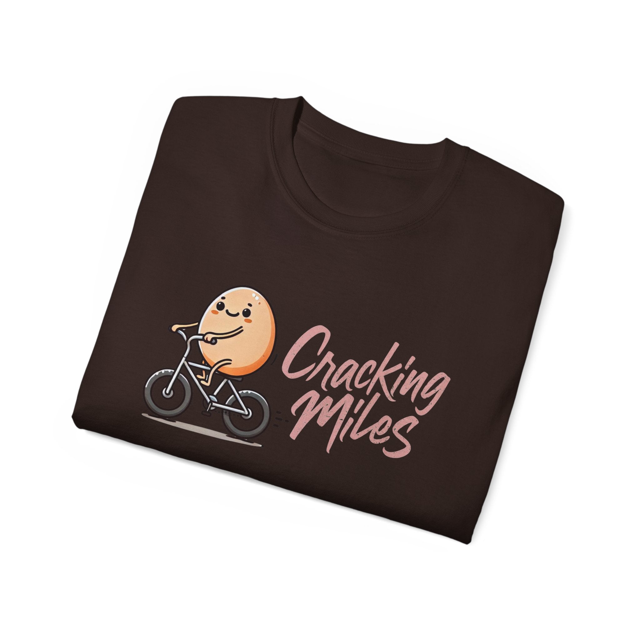 Cracking Miles Cycling T‑Shirt — Cute Egg Biker Tee