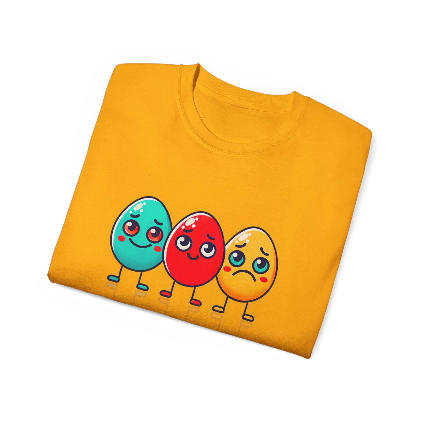 Cute Easter Egg Trio T‑Shirt — Colorful Cartoon Eggs Graphic Tee