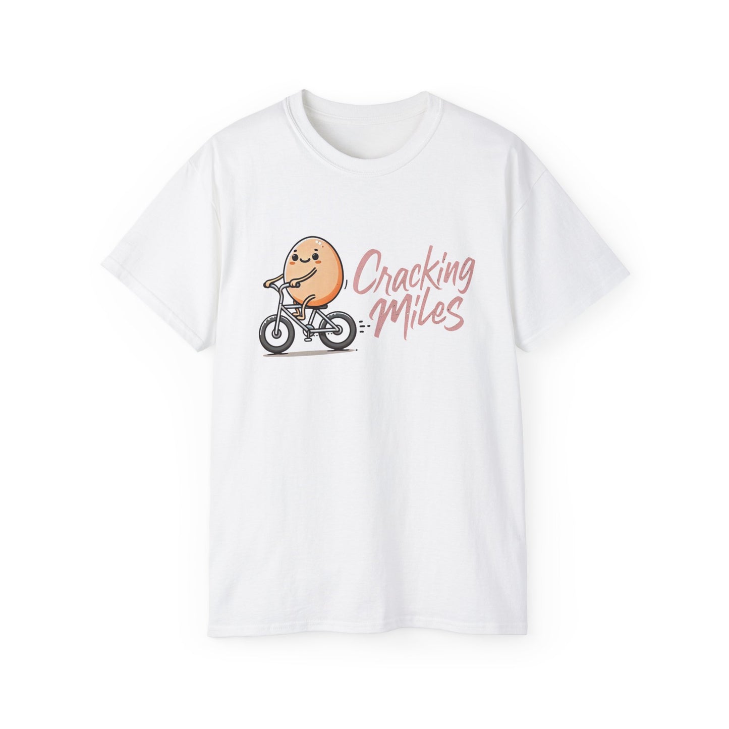 Cracking Miles Cycling T‑Shirt — Cute Egg Biker Tee