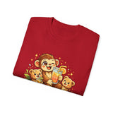 Cute Monkey Family Orange Juice T‑Shirt — Playful Tropical Kids Tee