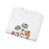 Cute Cat & Mouse Graphic Tee – 'Meow' Cartoon Pet Shirt