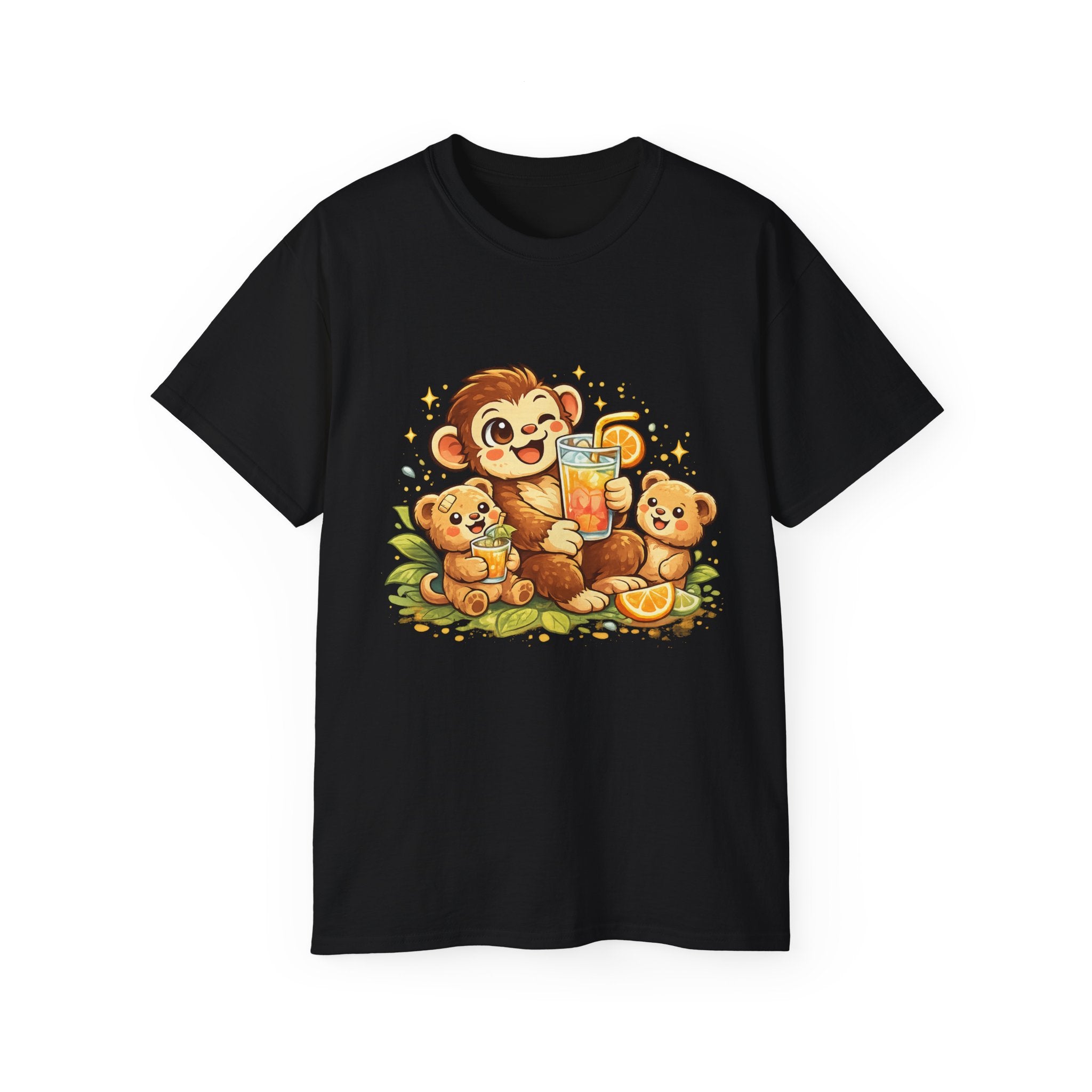 Cute Monkey Family Orange Juice T‑Shirt — Playful Tropical Kids Tee