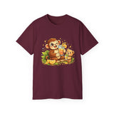 Cute Monkey & Puppy Orange Juice T-Shirt — Playful Tropical Animal Tee