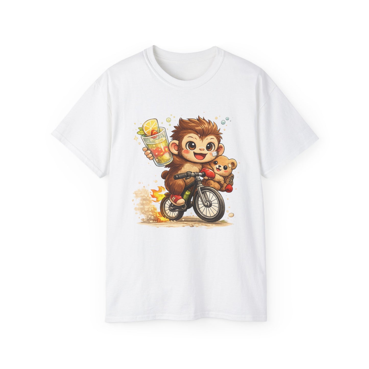 Cute Hedgehog Riding Bike T‑Shirt — Adorable Cartoon Animal Tee (With Teddy)