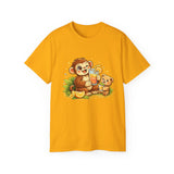 Cute Monkey & Puppy Orange Juice T-Shirt — Playful Tropical Animal Tee