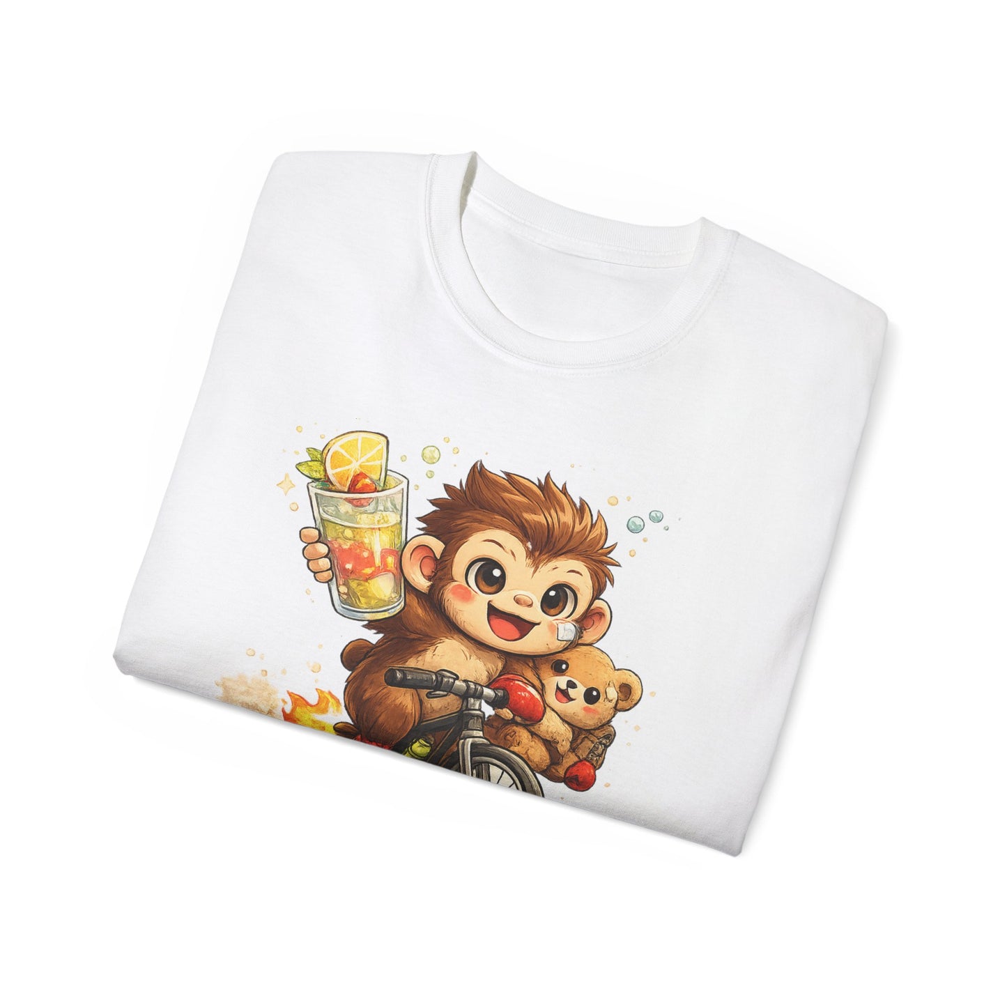 Cute Monkey on Bicycle T‑Shirt — "Oh My Love!" Graphic Tee