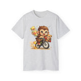 Cute Hedgehog Riding Bike T‑Shirt — Adorable Cartoon Animal Tee (With Teddy)